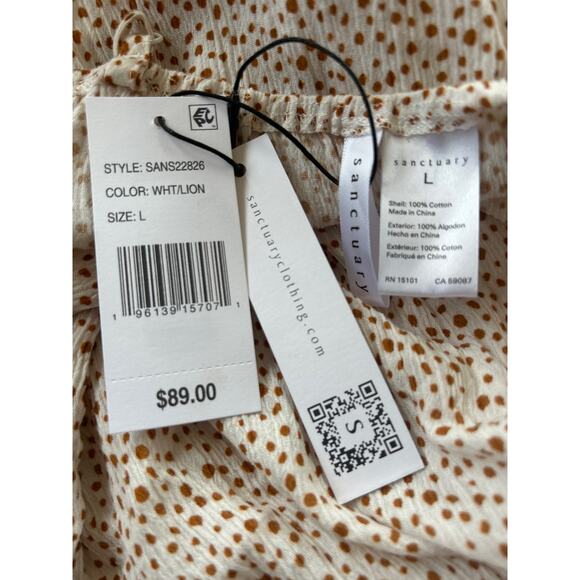 Sanctuary Swim Coverup Dress Womens Large White‎ Brown Strappy 100% Cotton NWT - Picture 12 of 13